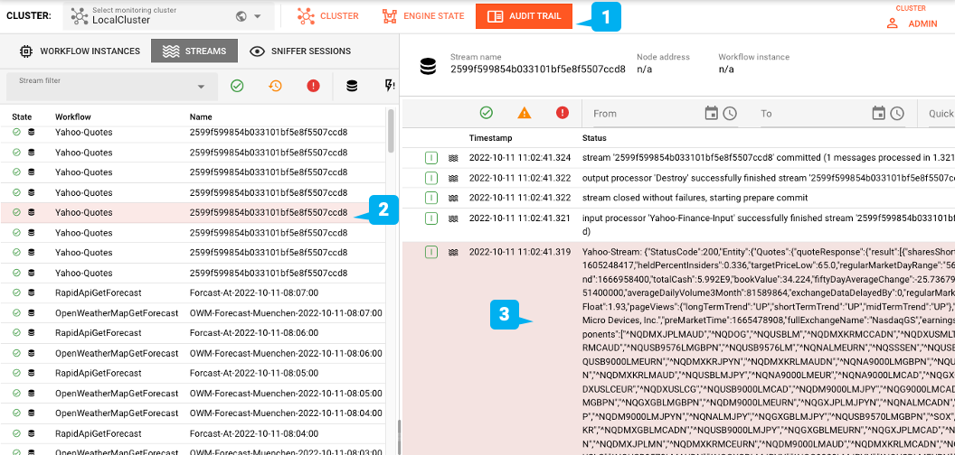 Viewing result in Audit Trail